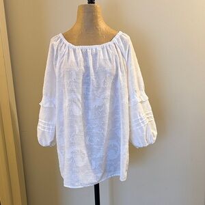 Rafaella White Textured Blouse